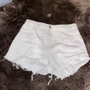White jean shorts